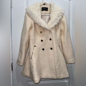 GUESS Off White Peacoat Zipper Pocket Jacket